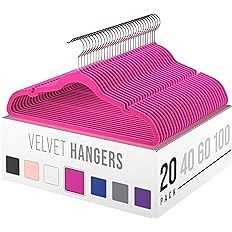 Velvet Clothes Hangers (20, 40, 60, 100 Packs) Heavy Duty Durable Coat and Clothes Hangers | Vibr... | Amazon (US)