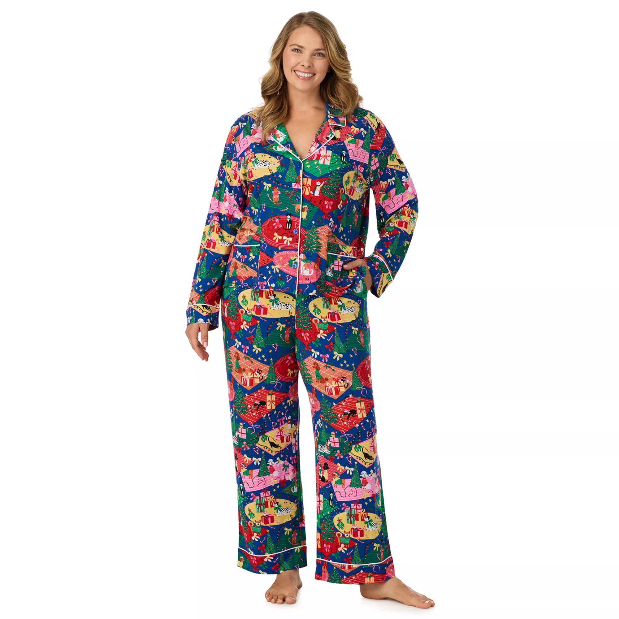Plus Size Beauty Sleep Social Long Sleeve Pajama Top & Pajama Bottoms Set | Kohl's