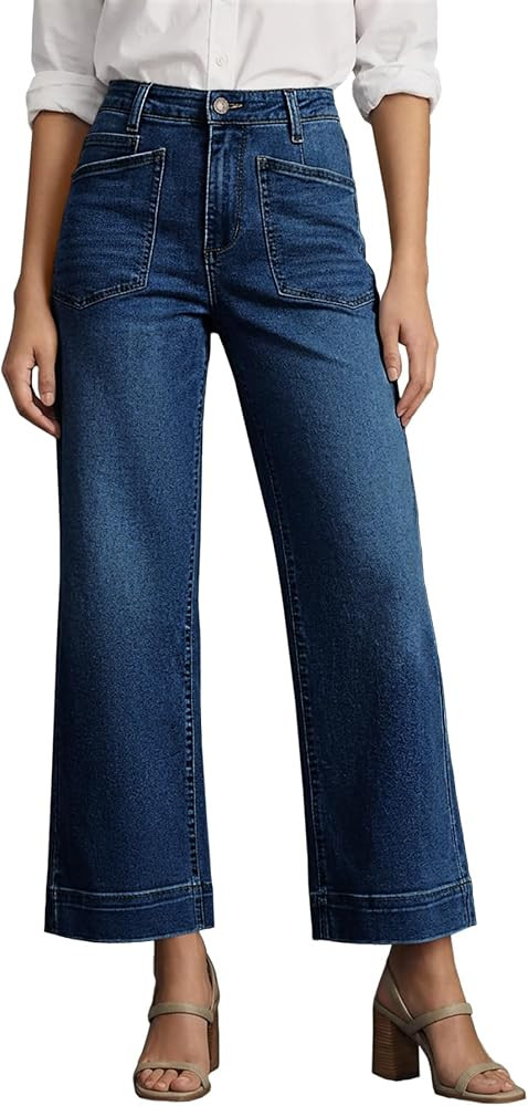 Cicy Bell Womens Cropped Wide Leg Jeans Stretchy High Waisted Trendy Capri Baggy Denim Ankle Pant... | Amazon (US)