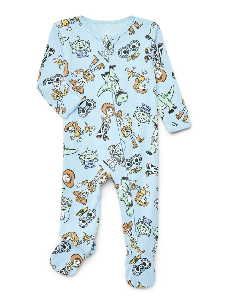 Toy Story Baby Boys or Girls Two-Way Zip Front Footed Pajama One-Piece, Sizes 0-6/9M | Walmart (US)