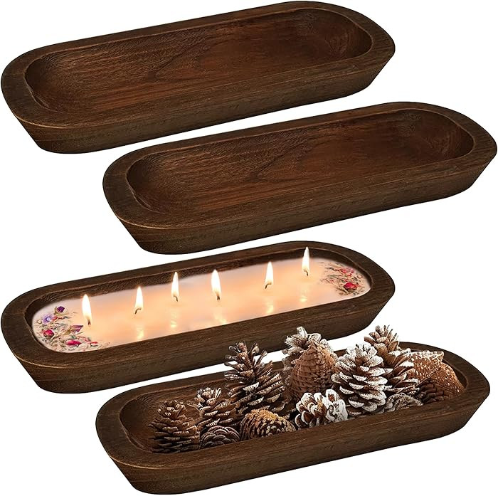 Royxen 4 Pack Wood Dough Bowl for Candle, Wooden Dough Bowls Paulownia, Rustic Bowl Vintage, Bowl... | Amazon (US)