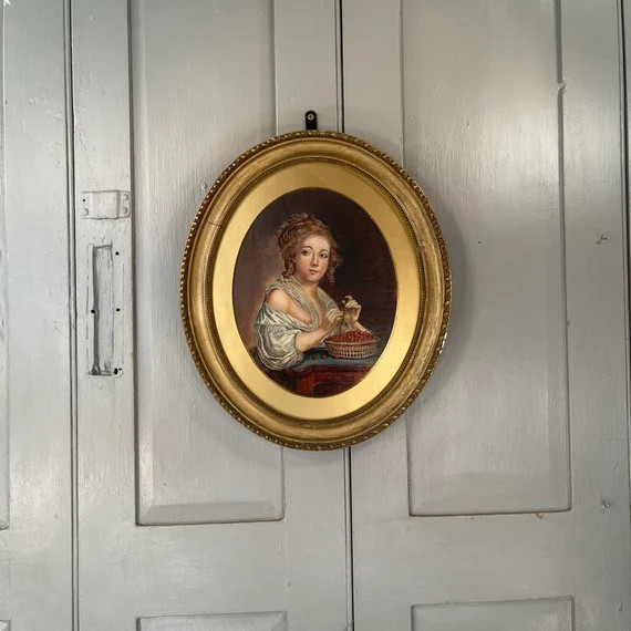 Antique Victorian Oil Painting Portrait of Young Lady With - Etsy | Etsy (US)