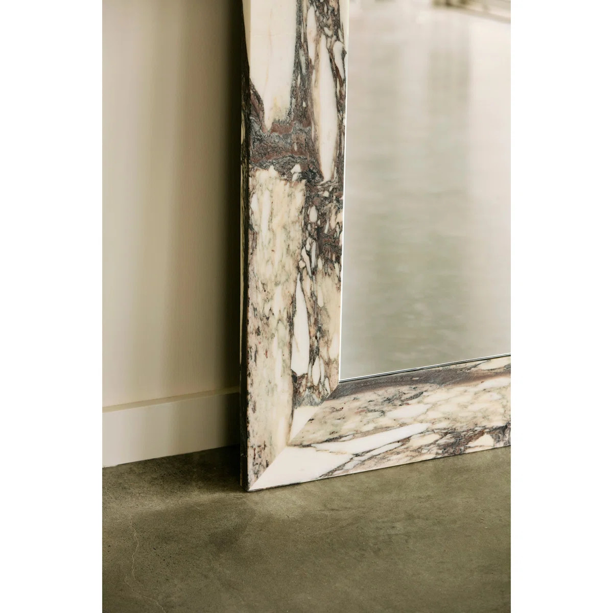 Suna 35 in. x 79 in. Natural Stone Marble Rectangular Framed Mirror | Wayfair North America
