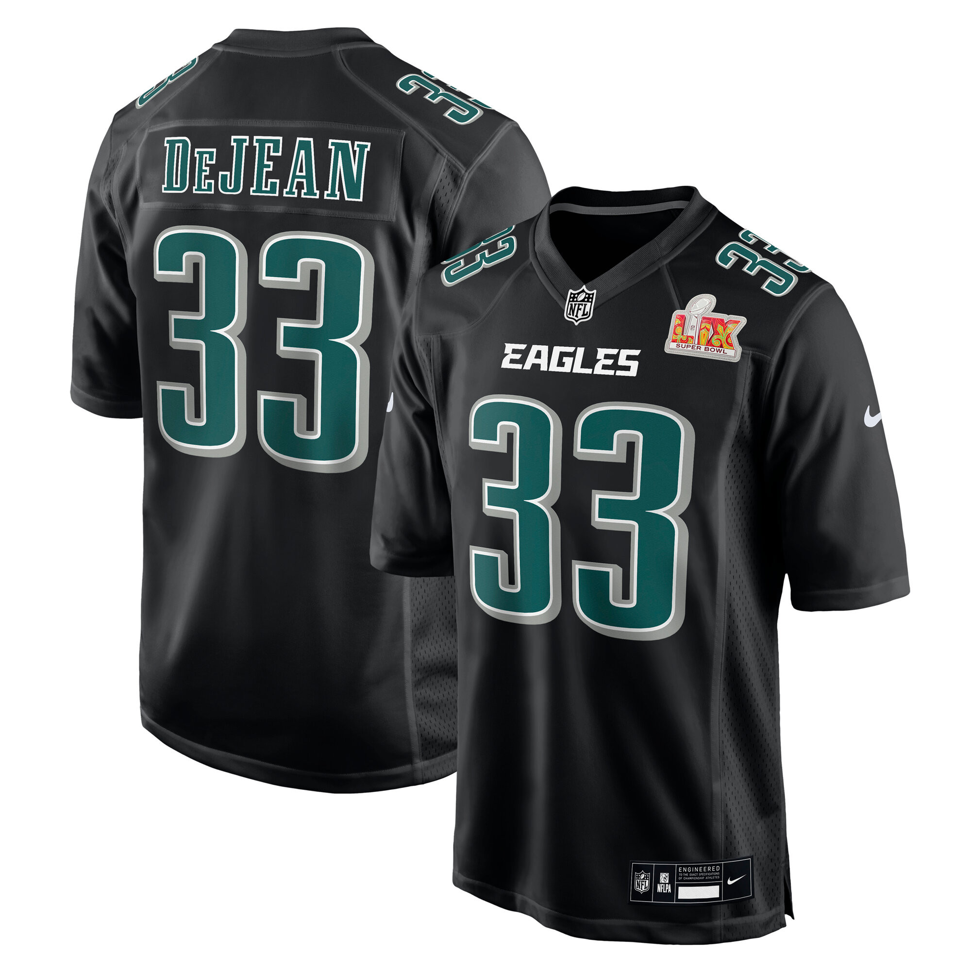 Men's Nike Cooper DeJean Carbon Black Philadelphia Eagles Super Bowl LIX Fashion Game Player Jersey | Fanatics