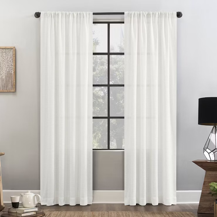 Waffle Texture Semi-Sheer Anti-Dust Curtain - Clean Window | Target