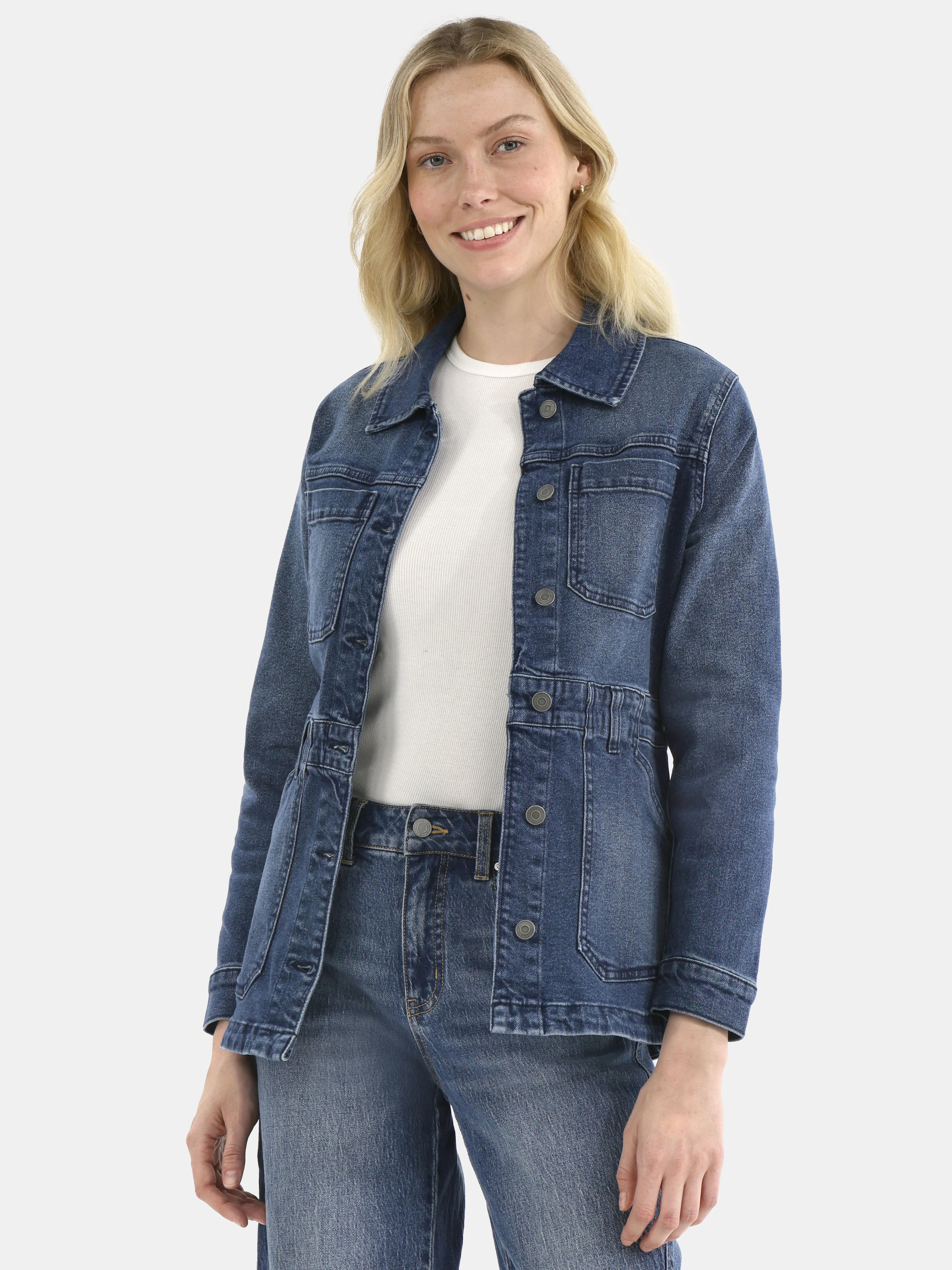Time and Tru Women's Denim Utility Jacket, Sizes XS-XXXL | Walmart (US)