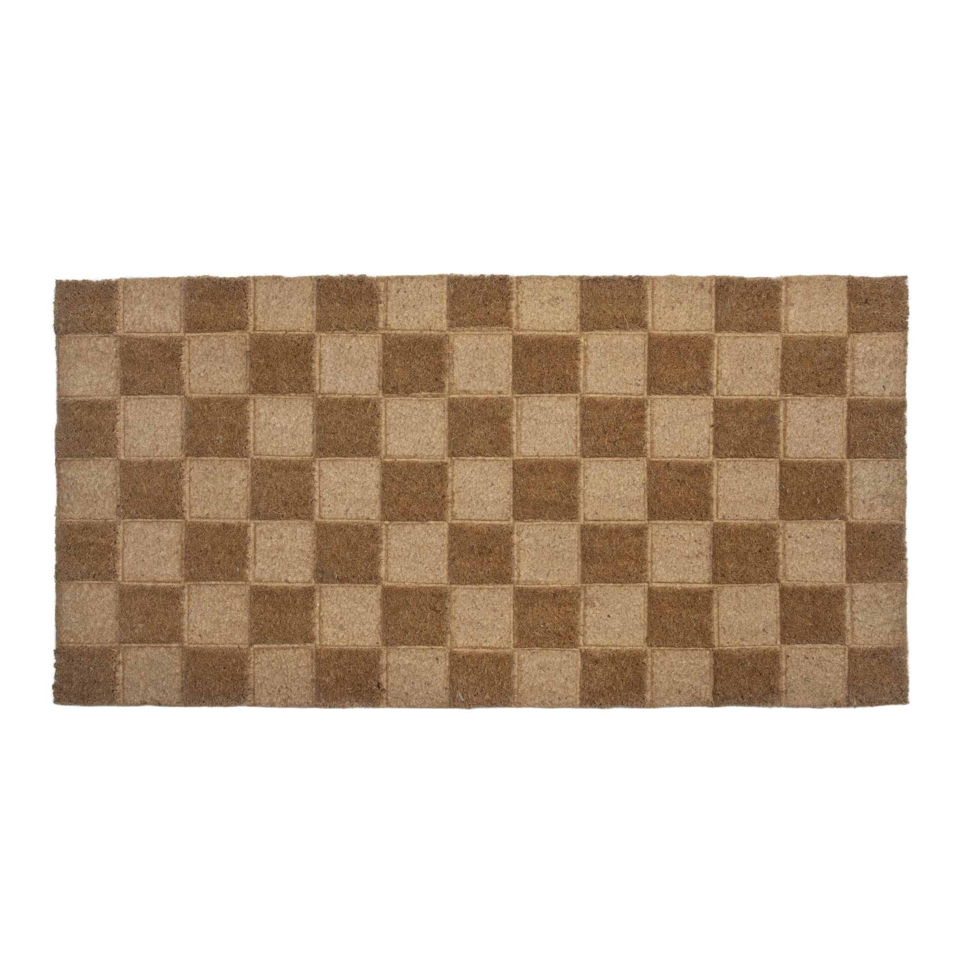 Creative Co-Op Engraved Coir Checkerboard Print and PVC Back, Natural Doormat | Amazon (US)