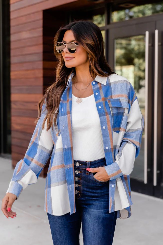 Dreaming Again Blue Plaid Blouse | The Pink Lily Boutique