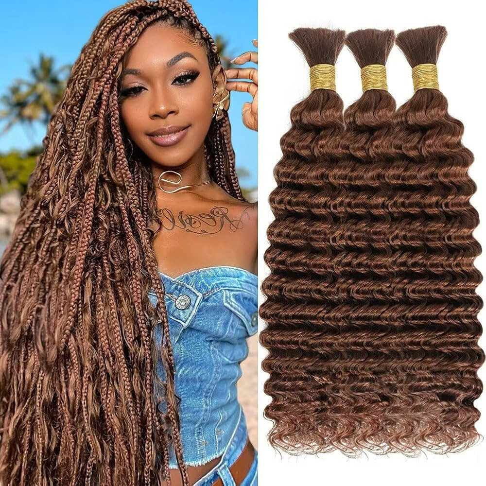 Color 30 Human Braiding Hair for Boho Braids 150g 20 Inch Auburn Brown Curly Boho Hair for Braidi... | Amazon (US)