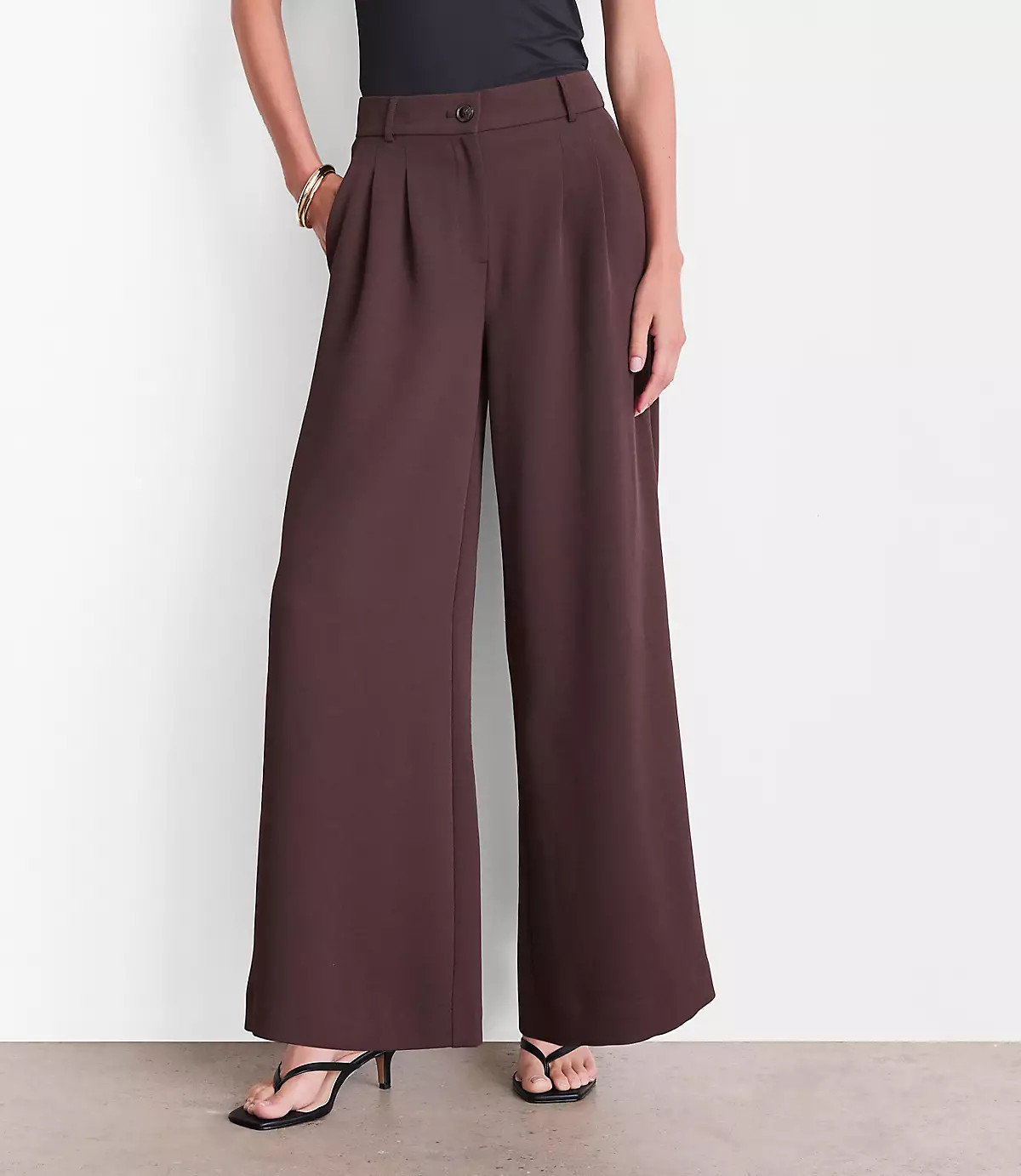 Petite LOFT Versa Crepe Drape Palazzo Pant | LOFT