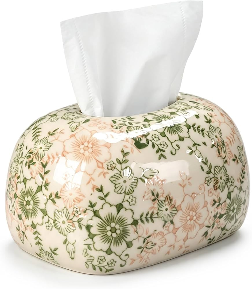 Vintage Ceramic Tissue Box Cover, Retro Rustic Tissue Holder | Amazon (US)