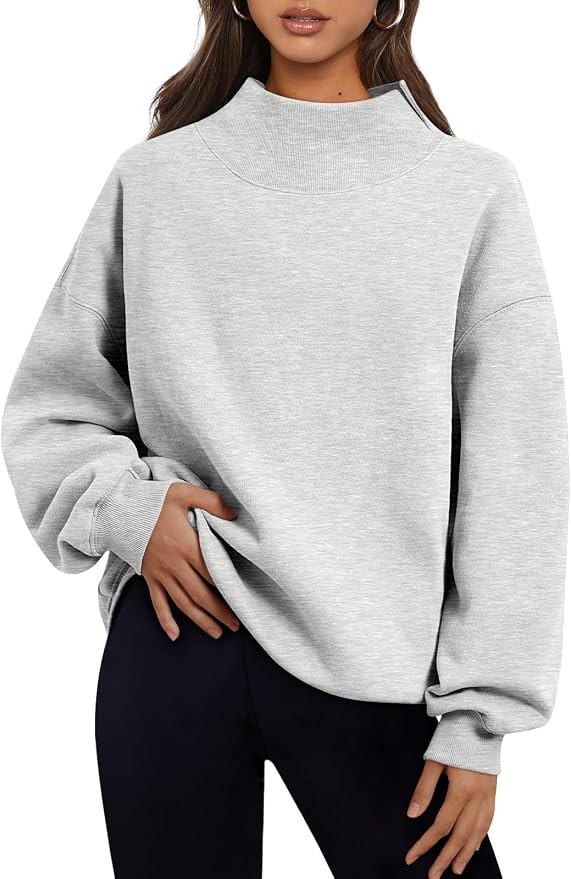 Trendy Queen Womens Mock Neck Sweatshirts Oversized Pullover Fall Outfits | Amazon (US)
