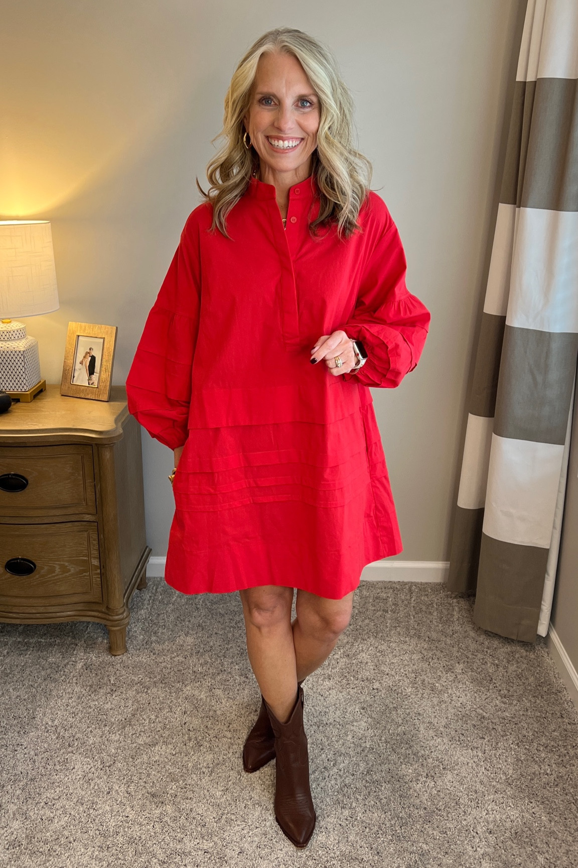 Year round red dress 
Wearing XS 
Add leopard heels for a dressy look 

#LTKOver40 #LTKHoliday #LTKStyleTip