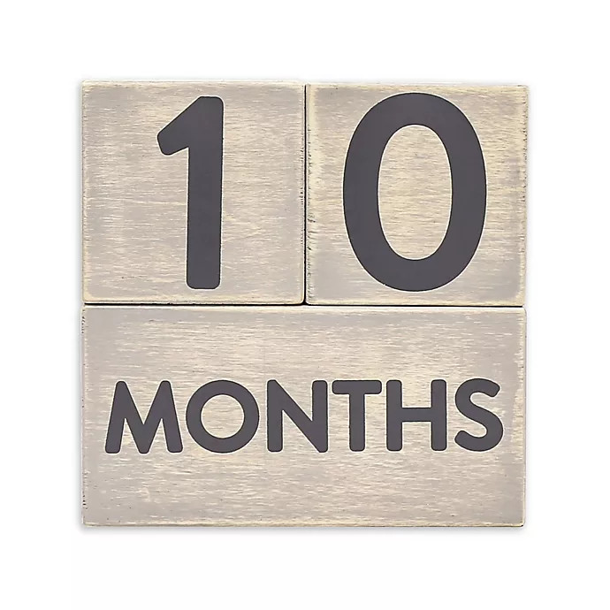 Pearhead Wooden Age Block Set in Grey | buybuy BABY