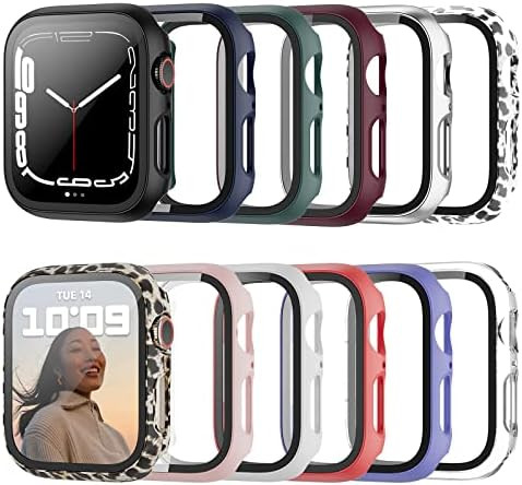 Cuteey 12 Pack Case for Apple Watch Series 7 45mm Tempered Glass Screen Protector, All Round Full Ha | Amazon (US)