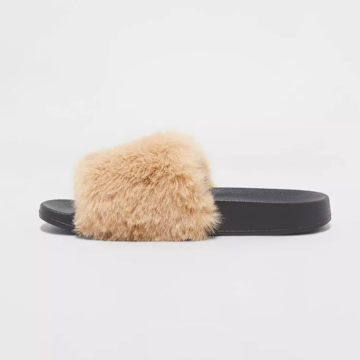 Women's Annika Single Band Fur Slide Slippers - Stars Above™ | Target