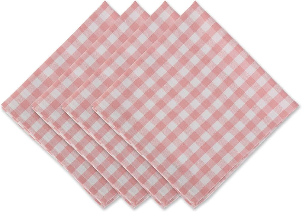 DII Gingham Check Tabletop Collection, Pink, Napkin Set | Amazon (US)