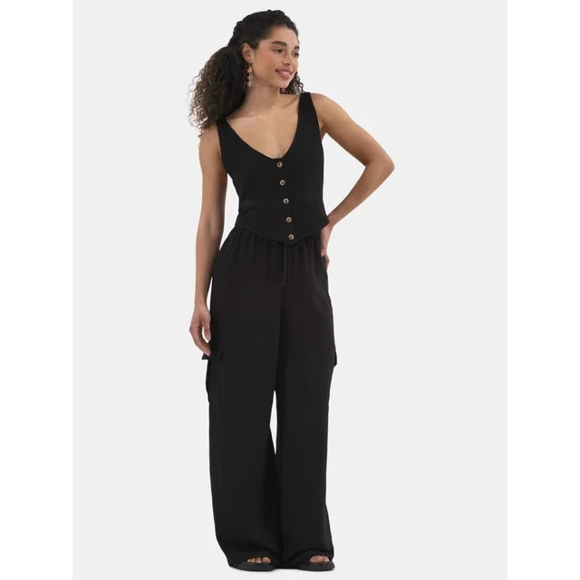 No Boundaries Vest and Cargo Pants Outfit Set, 2-Piece, Women's and Women's Plus | Walmart (US)