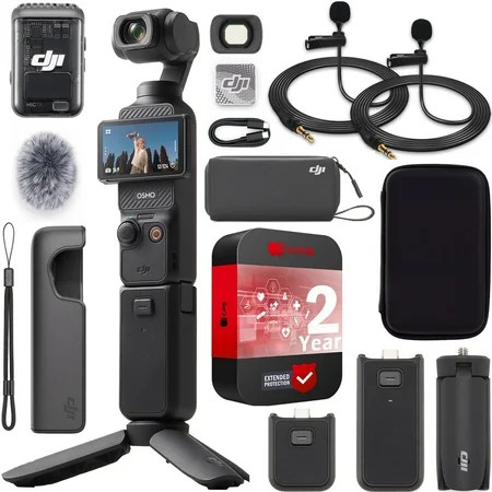DJI Osmo Pocket 3 Creator Combo Vlogging Camera with 1'' CMOS, 4K/120fps Video, 3-Axis Stabilization, Face/Object Tracking, Fast Focus, Mic 2 Included Bundle with Deco Gear Case &2 Lapel Microphones | Walmart (US)