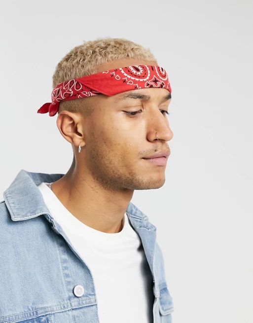 ASOS DESIGN bandana in red organic cotton with paisley print | ASOS (Global)