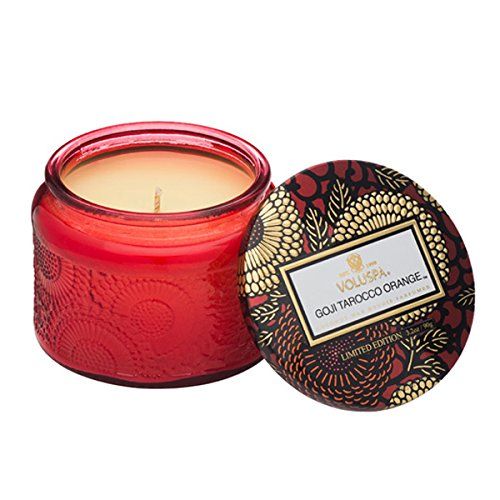 Voluspa Goji Tarocco Orange Candle | Petite Embossed Glass Jar | 3.2 Oz. | 25 Hr Burn Time | Vega... | Amazon (US)