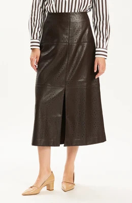 Phoebe Punched Vegan Leather Skirt - Demitasse | tyler boe