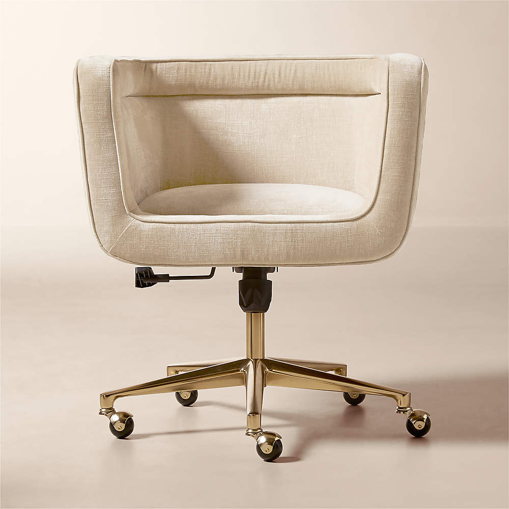Borda White Performance Velvet Swivel Office Chair + Reviews | CB2 | CB2
