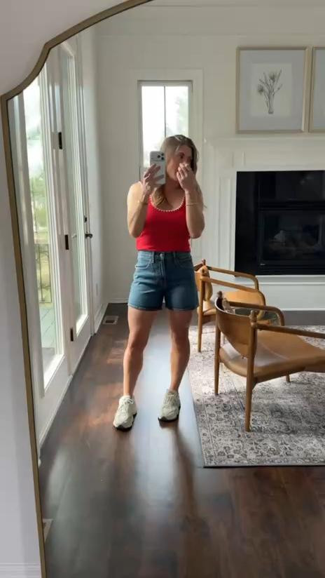 These Abercrombie high rise shorts in medium, size 27, give me that relaxed, leg-friendly fit I actually want. The fiery red rib tank in a medium size is a cute little bonus. ✨🔥💋
#abercrombie #abercrombiefinds #highriseshorts #dadshorts #denimshorts #redtank #summerstyle #ltkfashion #outfitinspo #casualchic 

 #LTKootd #LTKSaleAlert