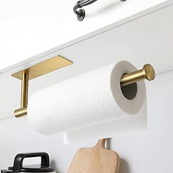theaoo Gold Paper Towel Holder for Kitchen, Adhesive Under Cabinet Paper Towel Roll Rack for Bath... | Amazon (US)