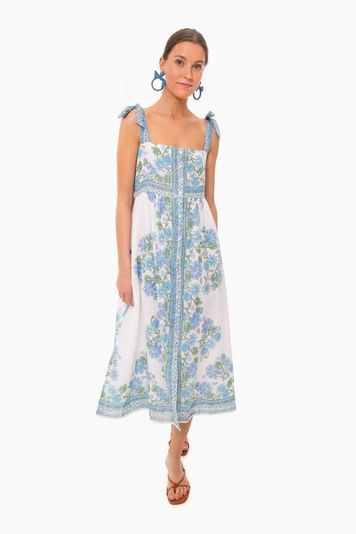 Blue Rose Border Tie Shoulder Dress | Tuckernuck (US)
