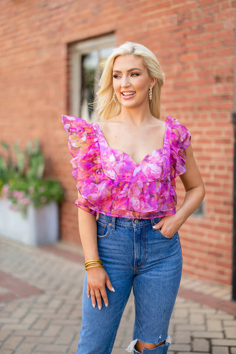 BuddyLove | Madeline Ruffle Sleeve Bustier Top | Off To Paradise | BuddyLove