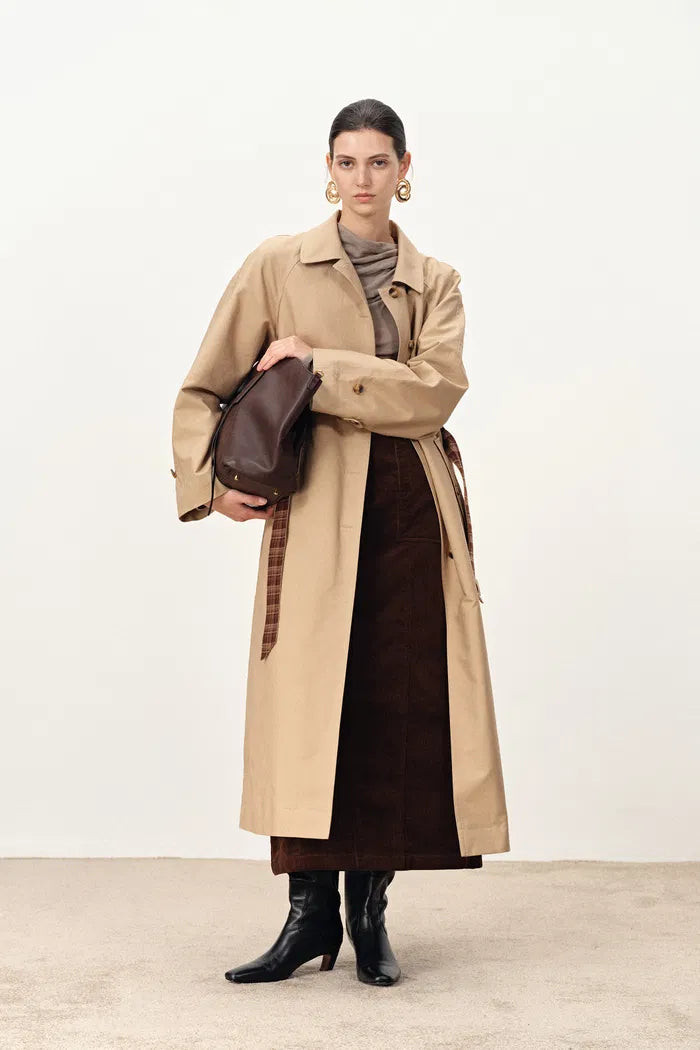 Barga Single Breasted Long Trench Coat in Cotton | Fabrique