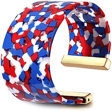 FAERLIIRY American Flag Bracelets Wide Cuff Bangle Bracelet for Women Acrylic Resin Bangle Bracel... | Amazon (US)
