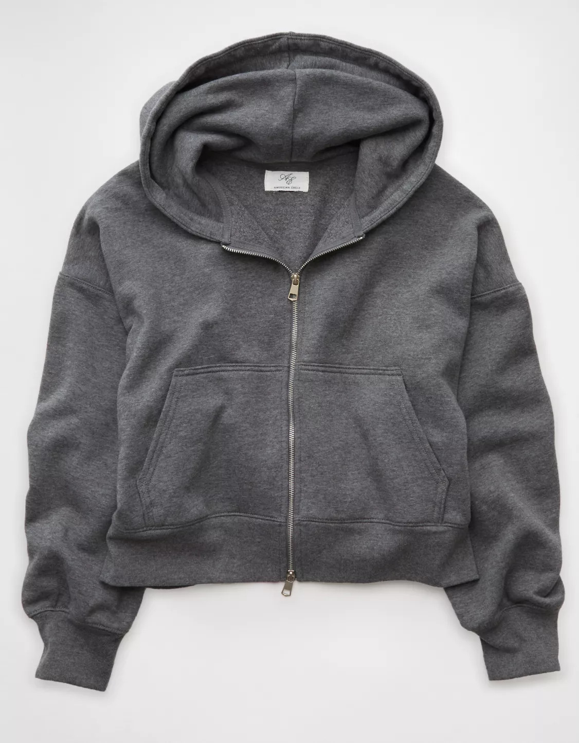 AE Everyday Luxe Double-Zip Balloon Sleeve Hoodie | American Eagle Outfitters (US & CA)