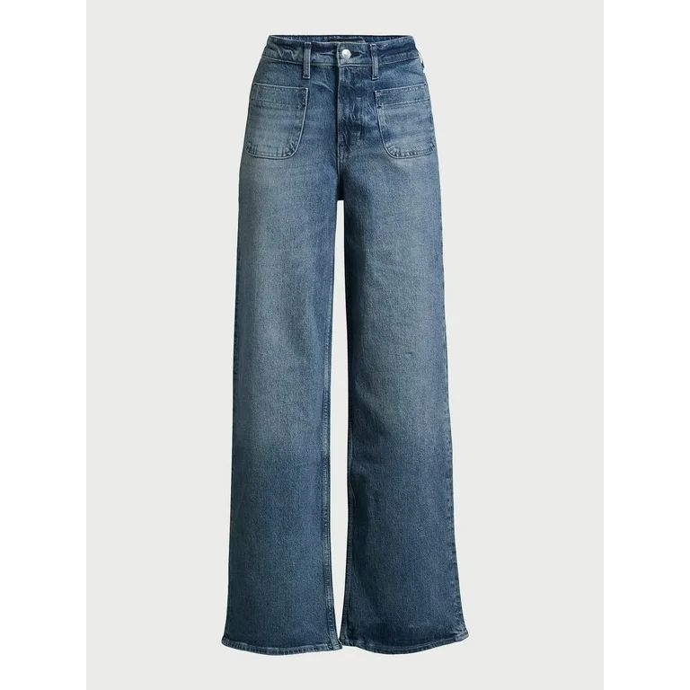 Free Assembly Women's Patch Pocket Wide Denim Pant - Walmart.com | Walmart (US)