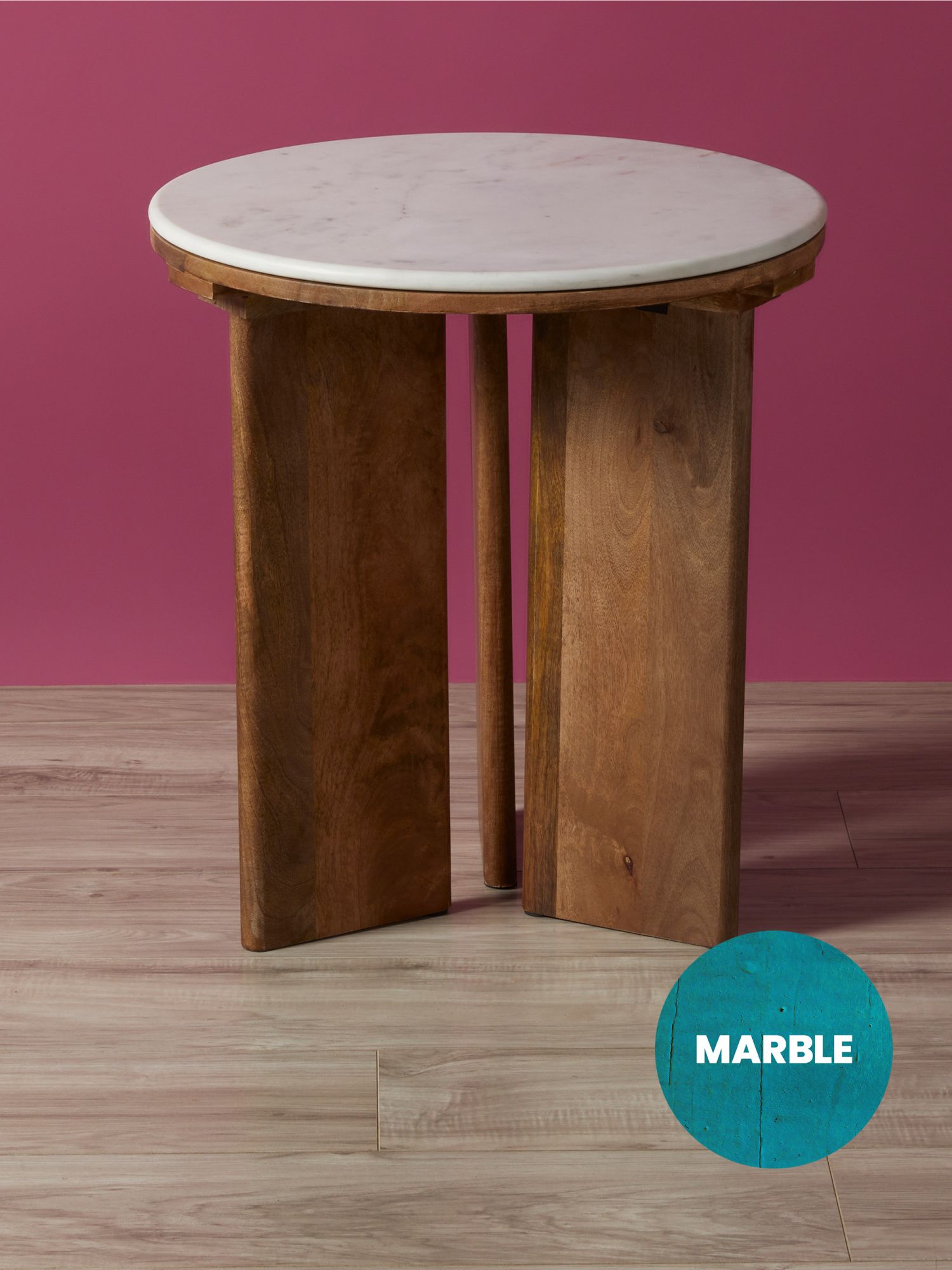 22in Marble Top Wooden Side Table | HomeGoods