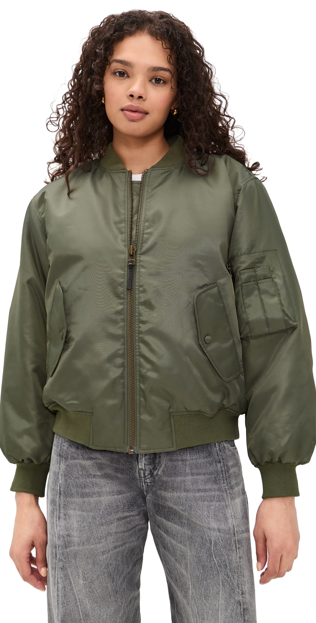 ANINE BING Leon Bomber Jacket Army Green L | Shopbop
