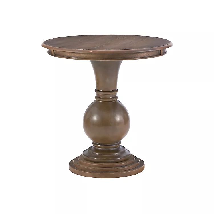 New! Brown Wood Round Base Side Table | Kirkland's Home