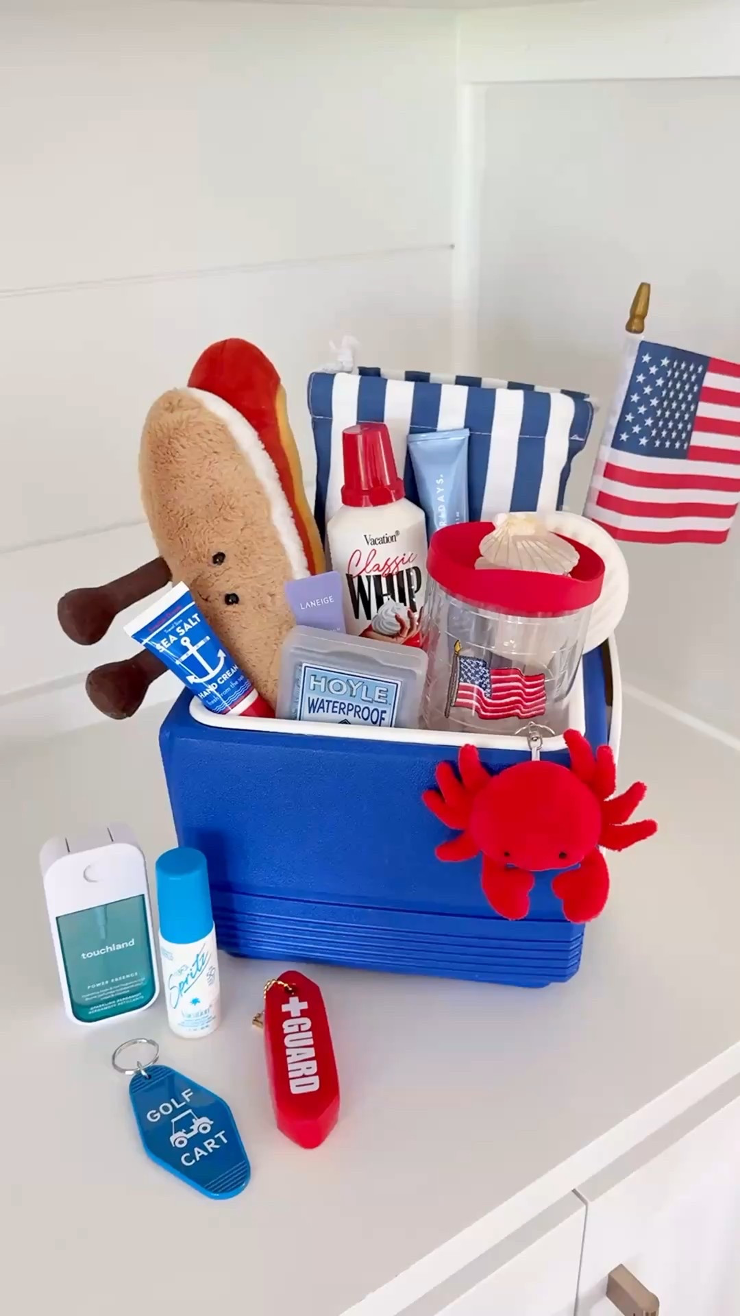 Amazon gift basket, Mother’s Day gift, teacher gift, end of year gift, birthday gift, amazon summer, Memorial Day weekend, patriotic, red white and blue, coastal, Fourth of July 

These little Playmate coolers are SO cute to fill as a gift basket!😍 made this one red white and blue summer theme!🇺🇸🐚 great for Mother’s Day, teacher or graduation gift, summer birthday, etc! Everything shown comes in more colors so you can do whatever theme or color coordinating that you want!🤍 

#LTKFindsUnder50 #LTKFindsUnder100 #LTKFamily
