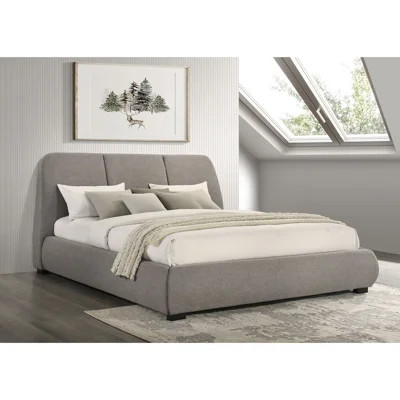 Taupe Upholstered Eastern King Platform Bed | Wayfair North America