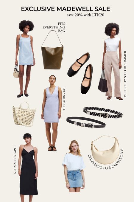 madewell sale - spring and summer staples, ballet flats, studded accessories, linen dress and pants