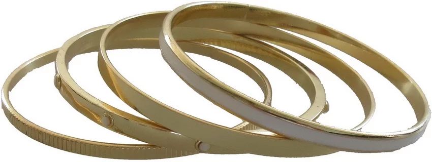 Time and Tru 4pc Gold with Winter White Stones Bangle Set for Women | Walmart (US)