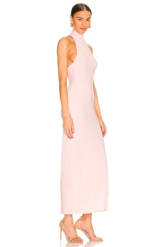 Norma Kamali x REVOLVE Halter Turtle Side Slit Gown in Blush from Revolve.com | Revolve Clothing (Global)
