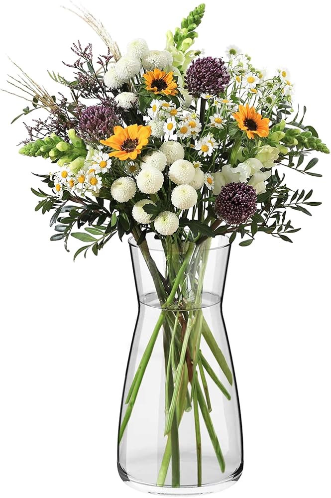 Vases, Vase Flowers Glass, Ledoir 20cm 7.87 Inch Tall Modern Essentials 1L Clear Modern Living Ro... | Amazon (UK)