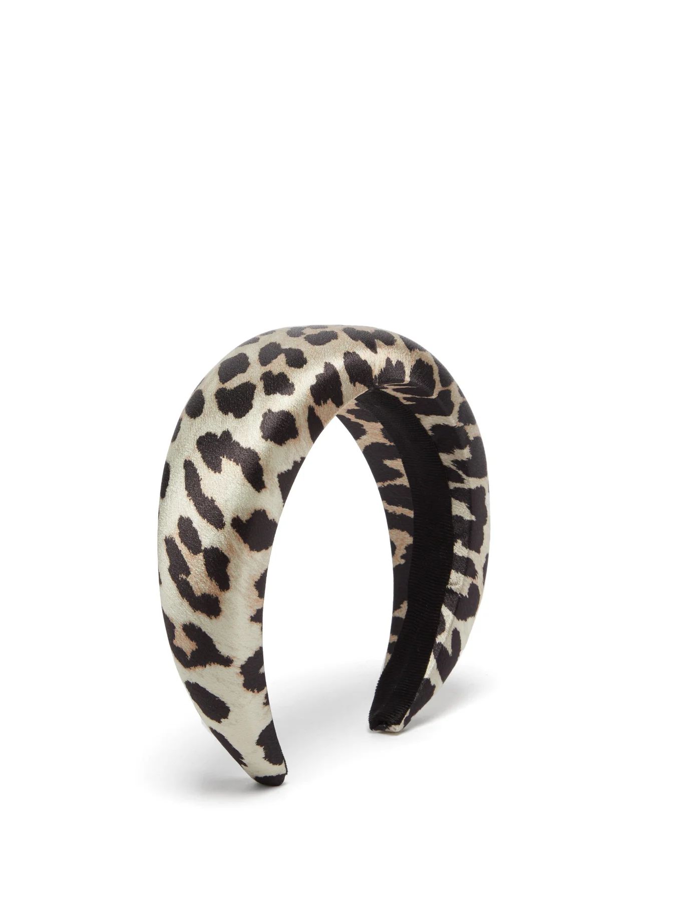 Leopard-print padded satin headband | Ganni | Matches (US)