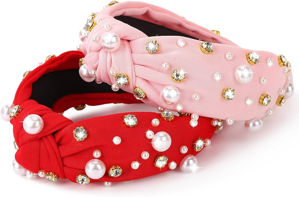 Amazon.com : IDDFEVE 2Pcs Valentine's Day Headbands for Women, Heart Love Knotted Hair Hoops, Fes... | Amazon (US)