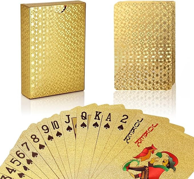 Joyoldelf Poker Playing Cards, Gold Foil Waterproof Deck Poker Card with Gift Box, Perfect for Pa... | Amazon (UK)