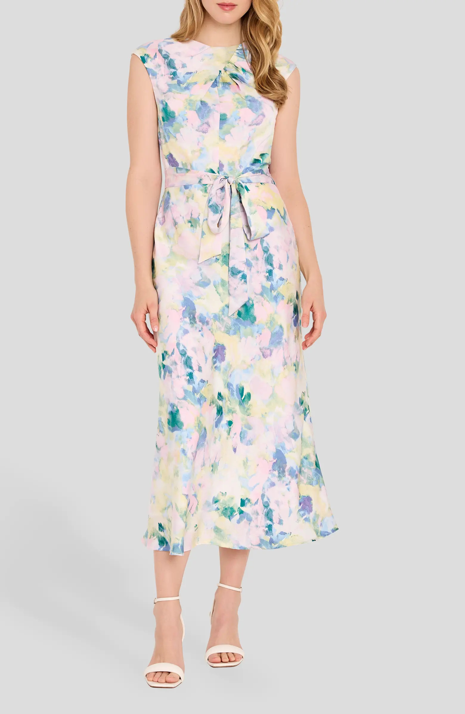 Abstract Print Cross Neck Sleeveless Midi Dress | Nordstrom