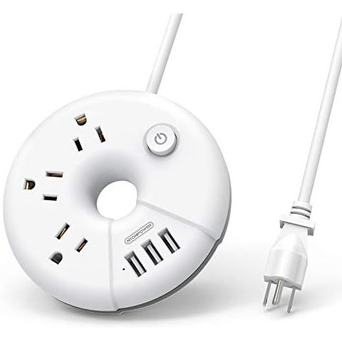 Travel Power Strip, NTONPOWER 3 Outlets 3 USB Portable Desktop Charging Station Short Extension C... | Amazon (US)