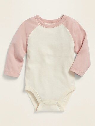 Baby Girls / Bodysuits & TopsColor-Blocked Raglan-Sleeve Bodysuit for Baby | Old Navy (US)